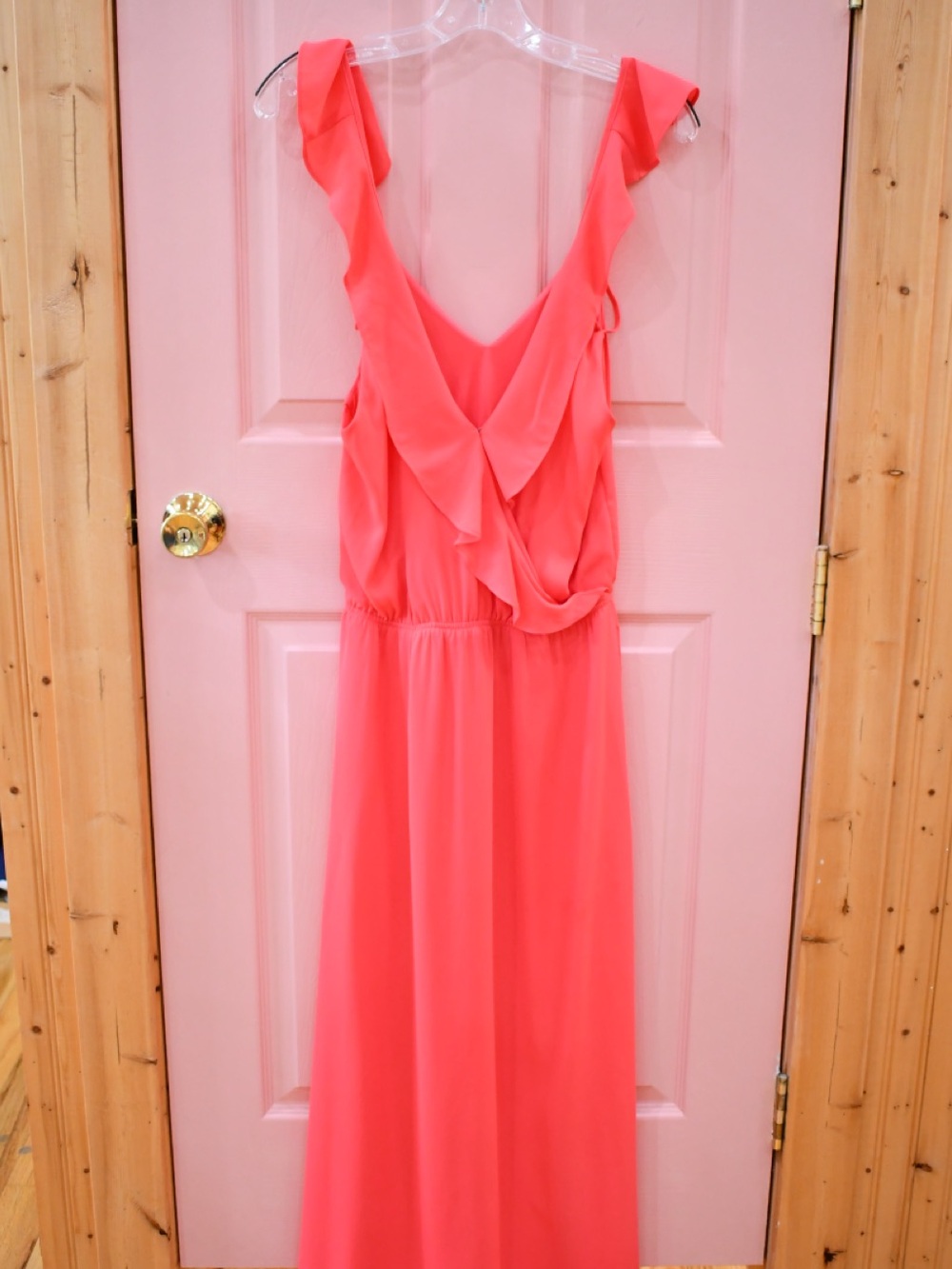 Banana Republic Coral Maxi Ruffle Spaghetti Strap Dress 4